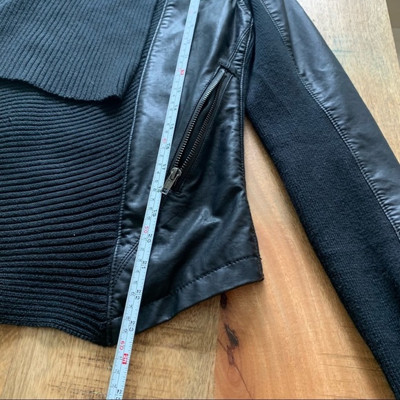 BLANKNYC  Drape-Front Quilted Faux-Leather Black Jacket Size Medium - Picture 7 of 14